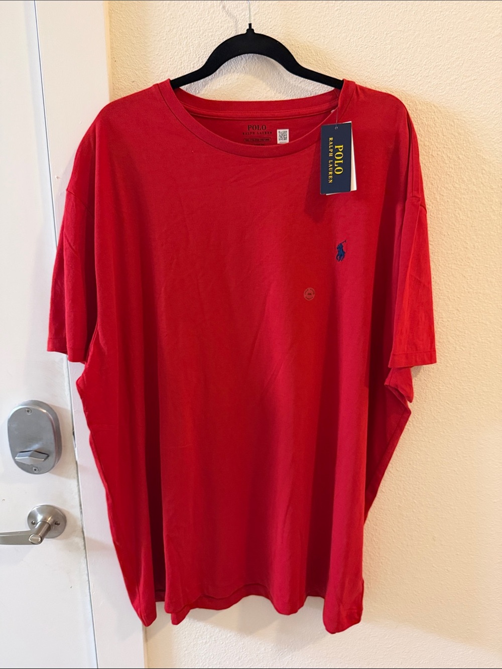 Polo by Ralph Lauren Men’s Bright Red Crew Neck Tee with Navy Pony